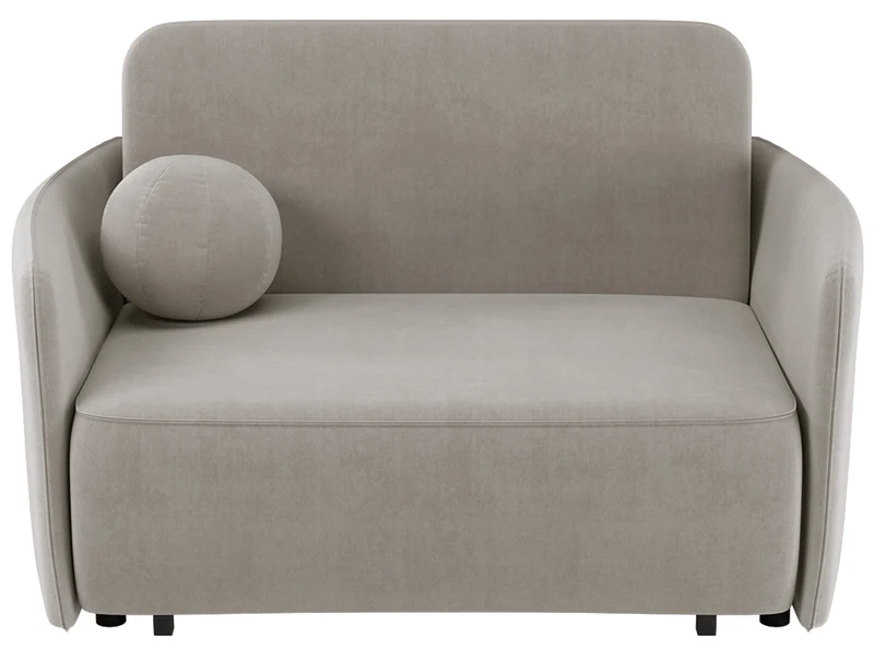 Zweisitziges ausklappbares Sofa Paxi 145 cm mit Stauraum, hellbeiger Chenille-Bezug