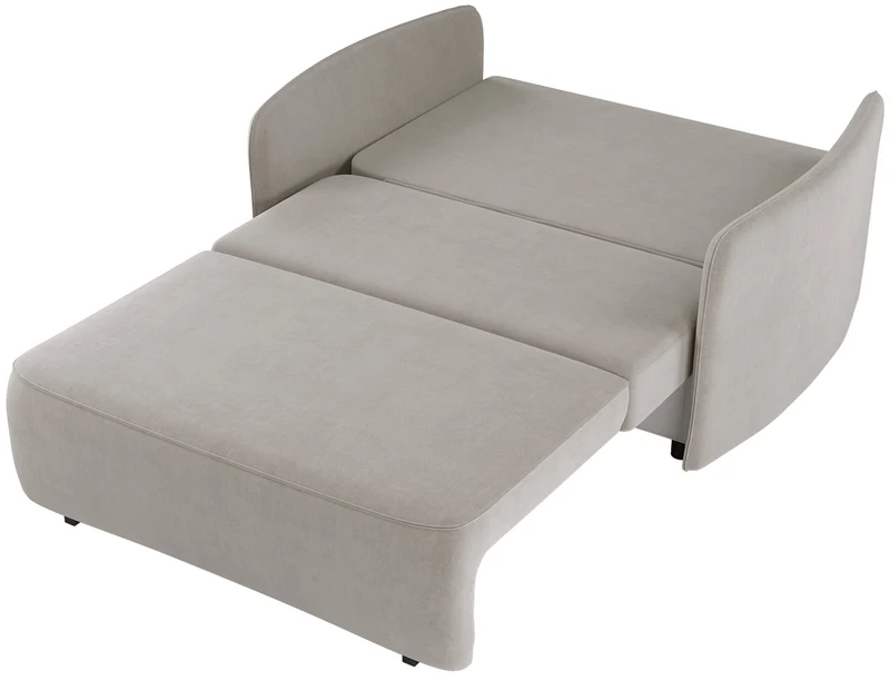 Zweisitziges ausklappbares Sofa Paxi 145 cm mit Stauraum, hellbeiger Chenille-Bezug