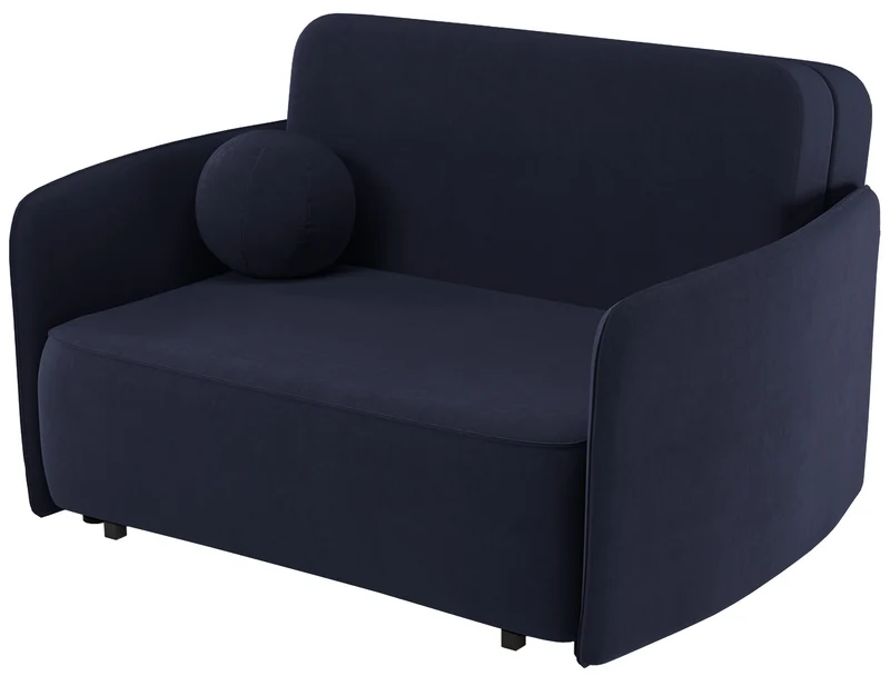 Ausziehbares Zweisitzer-Sofa Paxi 145 cm mit Stauraum, marineblauer Chenille-Stoff