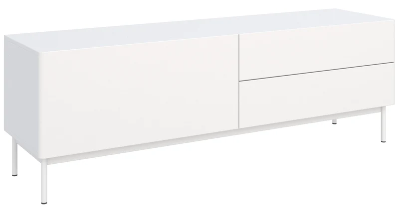 TV-Schrank Olio mit Klappe und zwei Schubladen, 160 cm, weiß
