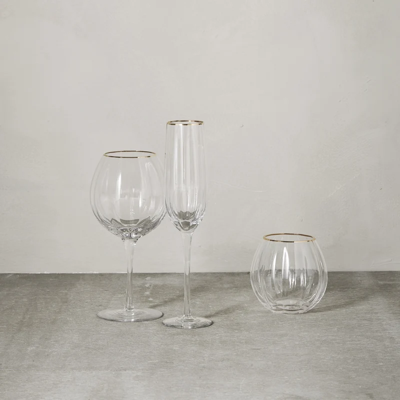 4er Set Rotwein Glas gold, 58cl