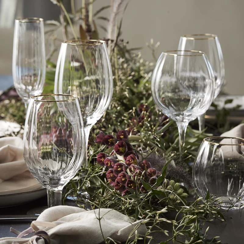 4er Set Rotwein Glas gold, 58cl