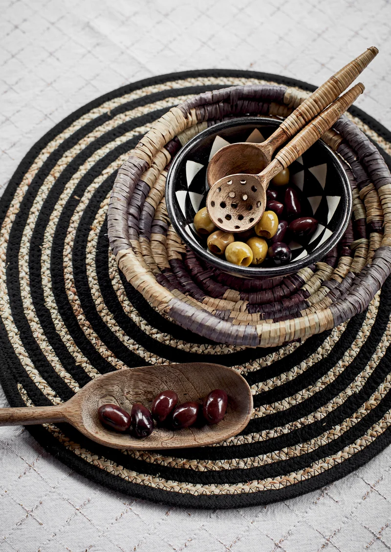 2er Set Platzset, natur-schwarz