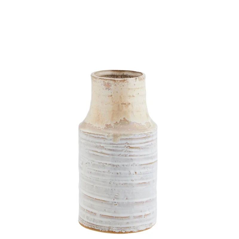 Keramikvase, weiß-natur