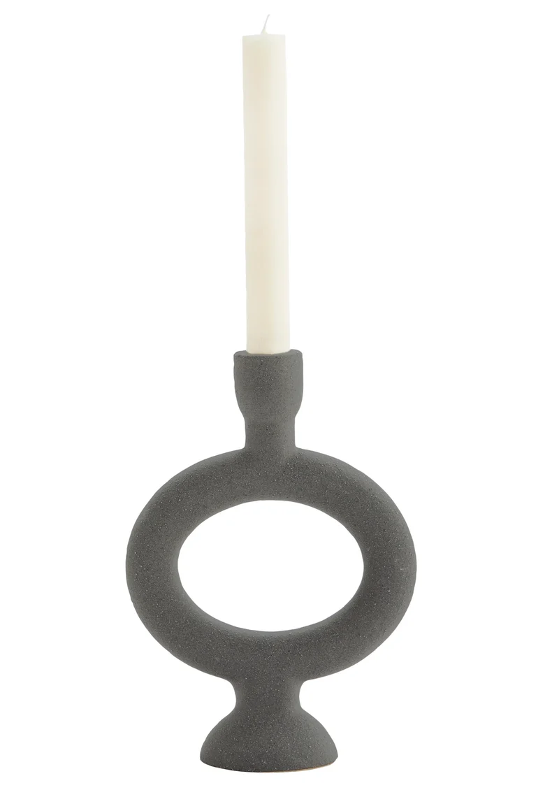 Keramik Kerzenhalter H25cm, anthrazit