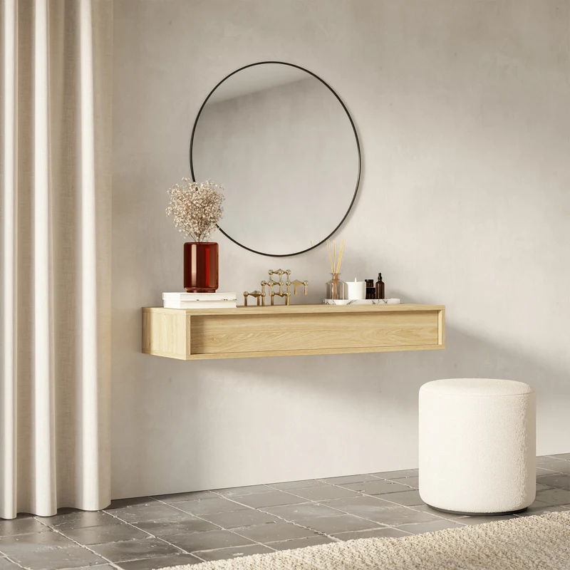 Sanva-Konsole mit Hänge-Schublade, 90 cm, geölte Eiche