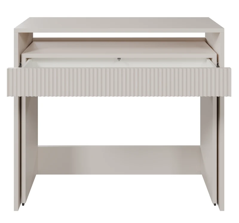 Ausziehbarer Schreibtisch Zoom mit Schublade und Rillen, 98 cm, Kaschmir