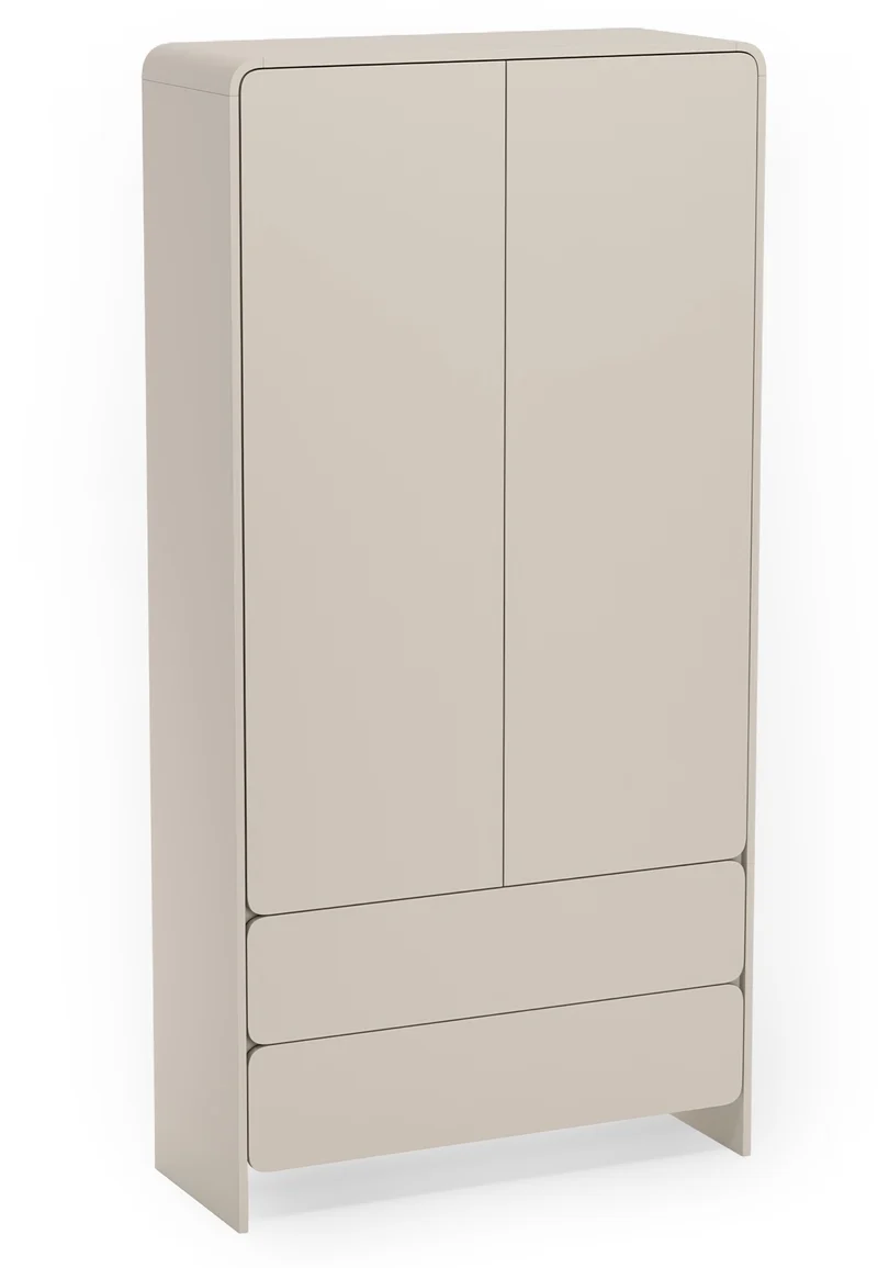 Zweiflügeliger Lummo-Schrank mit zwei Schubladen, 100 cm, Kaschmirfarbe