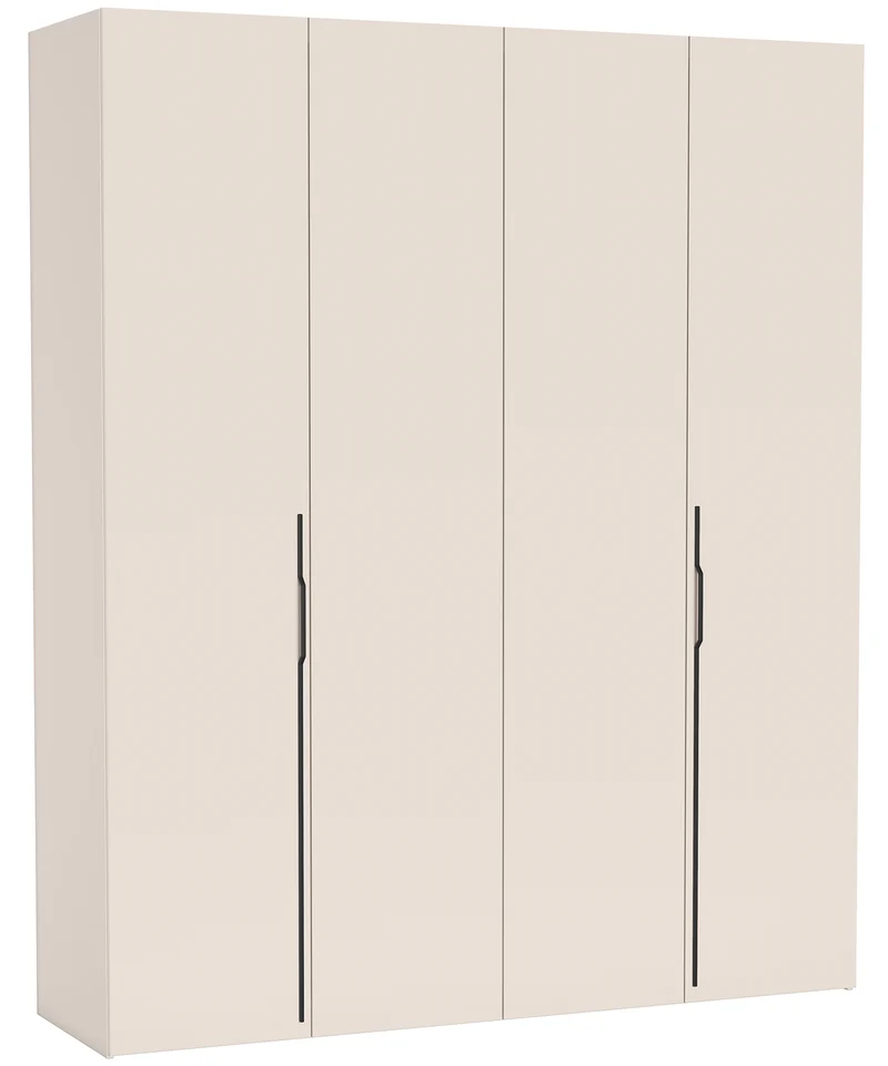Zweiflügeliger Schrank Bari mit drei Schubladen, 200 cm, Kaschmirfarben