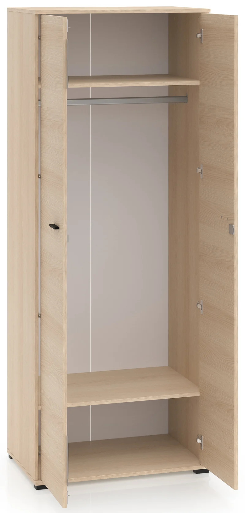Zweiflügeliger Kleiderschrank Odelis mit 79 cm Kleiderstange, Lindberg-Eiche