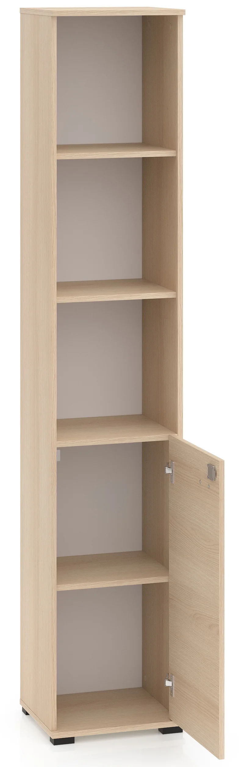 Einzeltür-Regal Odelis mit drei offenen Regalböden, 39 cm, Lindberg-Eiche