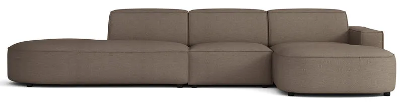 Modulares Ecksofa Sallmo L-förmig, rechtsseitig, hellbraun, hydrophober Chenille-Stoff