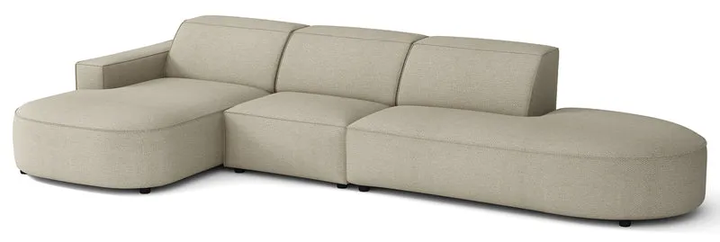 Modulares Ecksofa Sallmo L-förmig linksseitig, grau-beige, hydrophobes Chenille