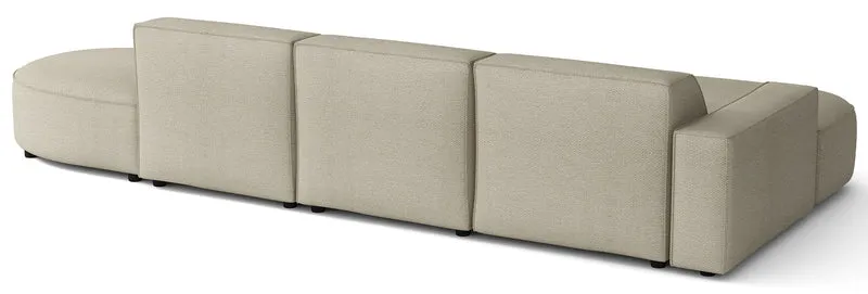 Modulares Ecksofa Sallmo L-förmig linksseitig, grau-beige, hydrophobes Chenille