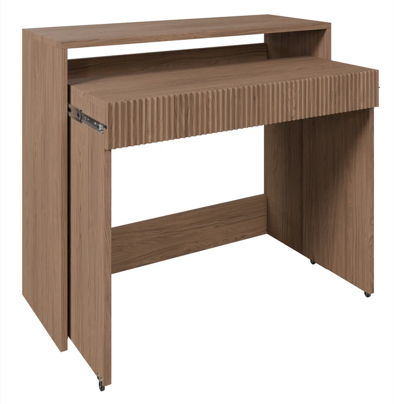 Ausziehbarer Schreibtisch Zoom mit Schublade und Rillen, 98 cm, Eiche Casella