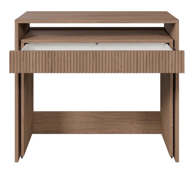 Ausziehbarer Schreibtisch Zoom mit Schublade und Rillen, 98 cm, Eiche Casella