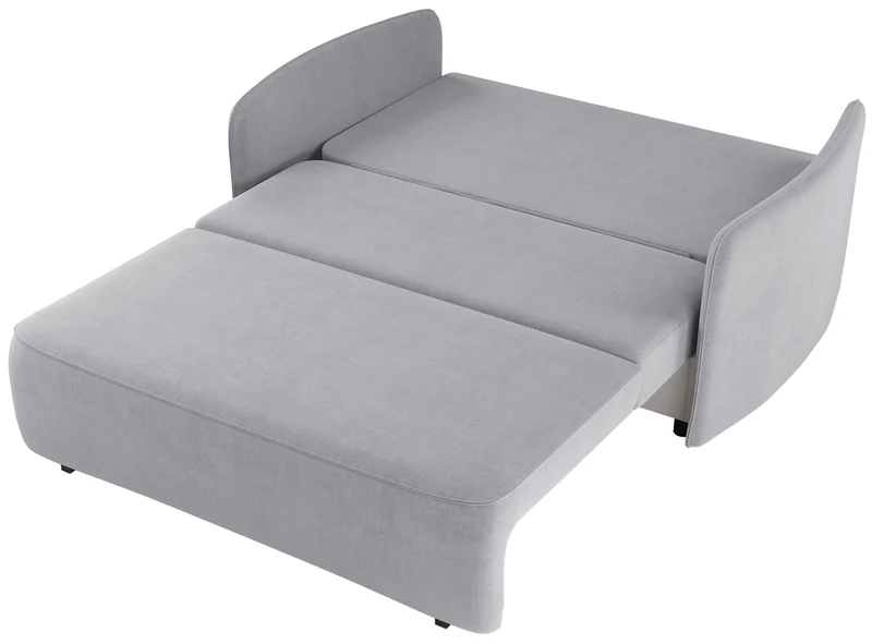 Ausziehbares Zweiersofa Paxi 165 cm mit Stauraum, hellgrauer Chenille-Bezug