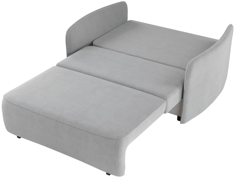 Ausziehbares Zweisitzer-Sofa Paxi 145 cm mit Stauraum, hellgrauer Chenille-Bezug