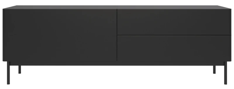 TV-Schrank Olio mit Klappe und zwei Schubladen, 160 cm, schwarz