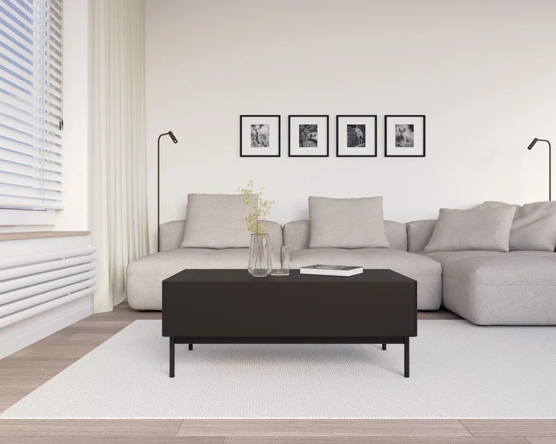 Kaffeetisch Olio mit zwei Klappen 100x53 cm schwarz