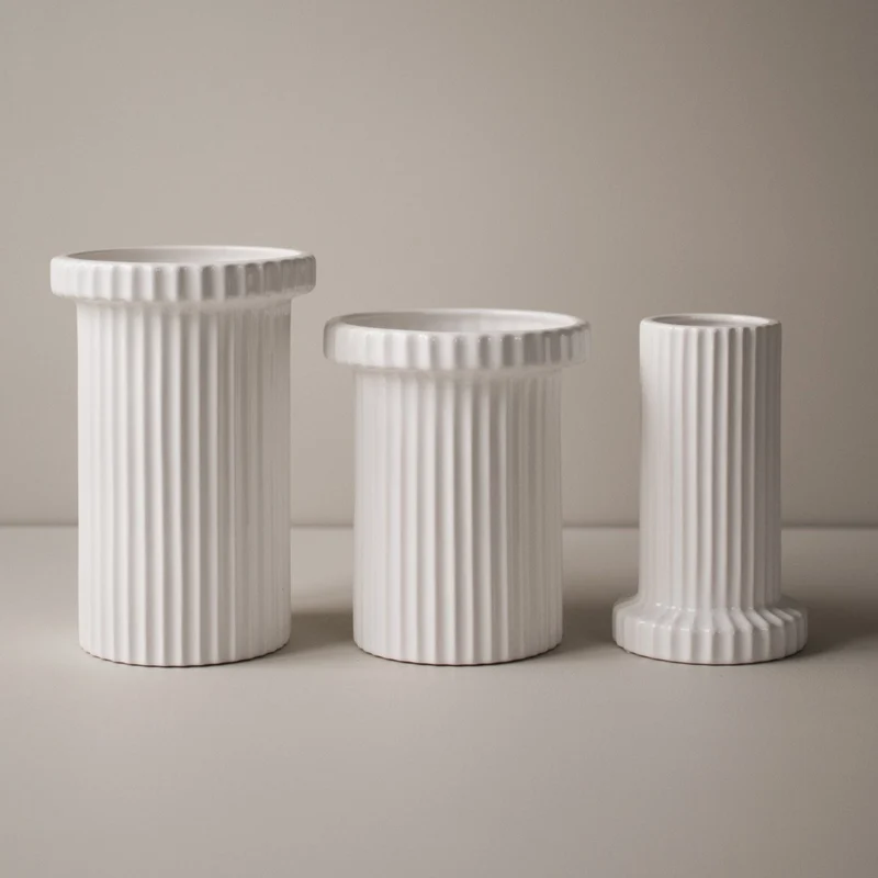 Vase Stripe mittelgroß, weiß