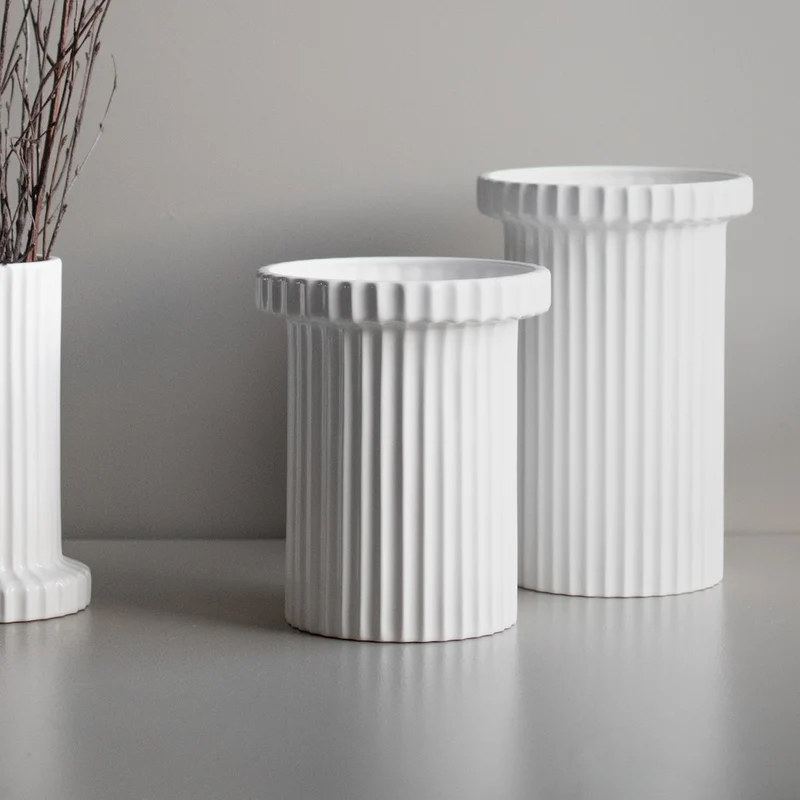 Vase Stripe mittelgroß, weiß