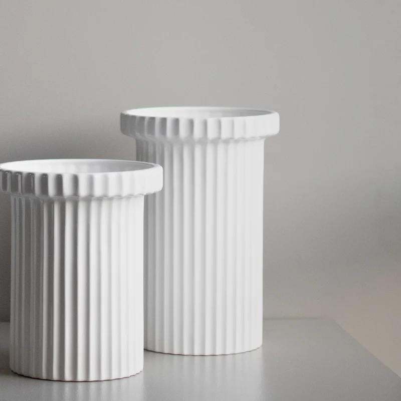 Vase Stripe groß, weiß