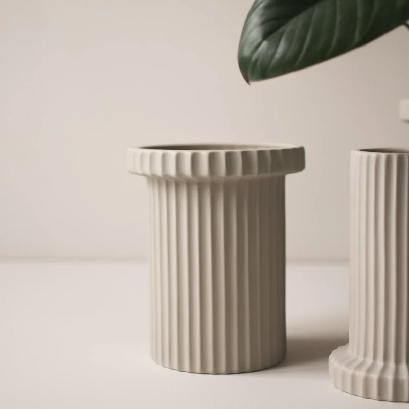 Vase Stripe mittelgroß, beige