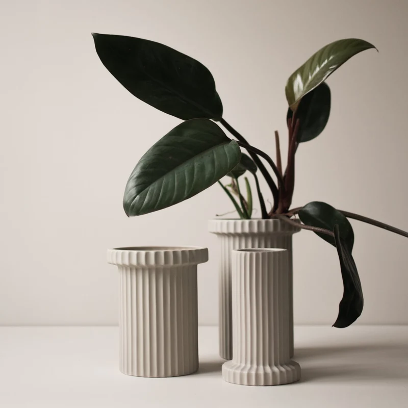 Vase Stripe groß, beige