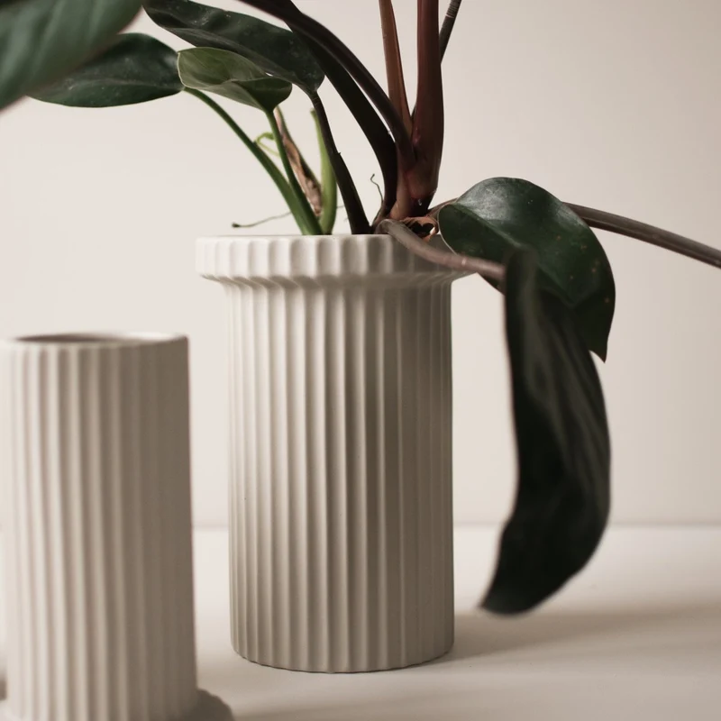 Vase Stripe groß, beige