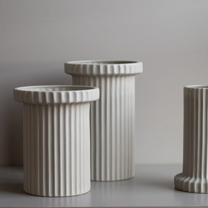 Vase Stripe groß, beige