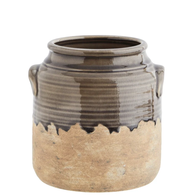 Keramikvase, grau-natur