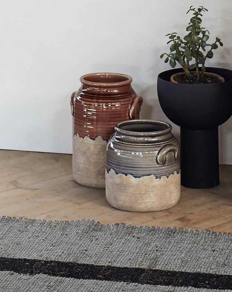 Keramikvase, grau-natur