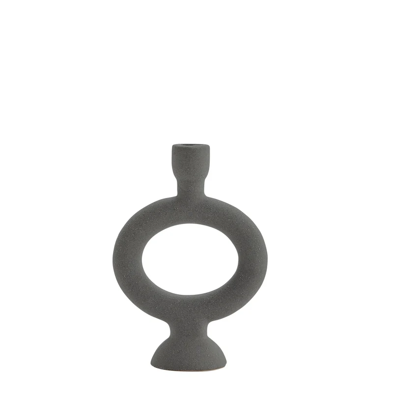 Keramik Kerzenhalter H20cm, anthrazit