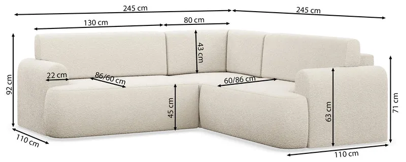 Ecksofa mit Schlaffunktion, Kaveo, L-förmig, universell, grau-beige, Plüsch