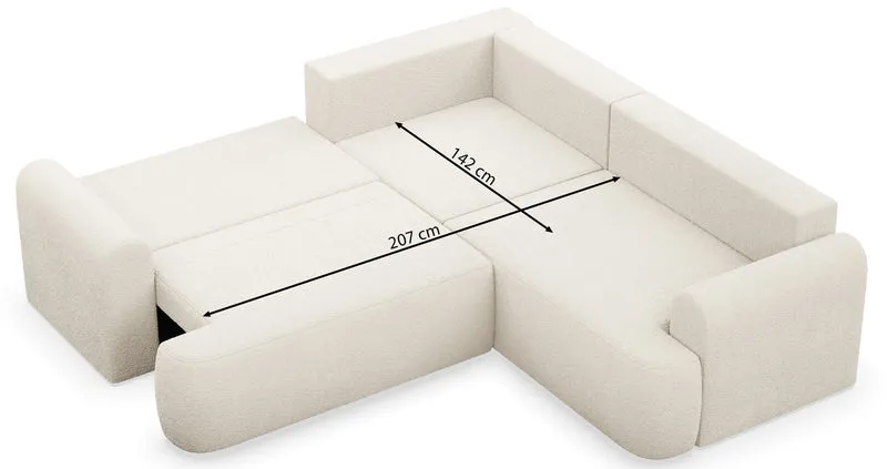 Ecksofa mit Schlaffunktion, Kaveo, L-förmig, universell, grau-beige, Plüsch
