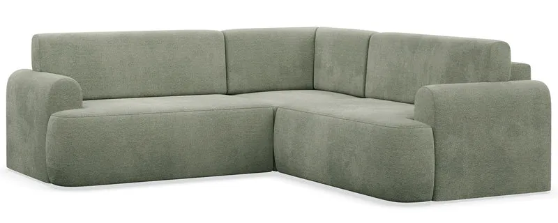 Ecksofa mit Schlaffunktion, Eckcouch Kaveo L-förmig, universell, Salbeigrün, Chenille