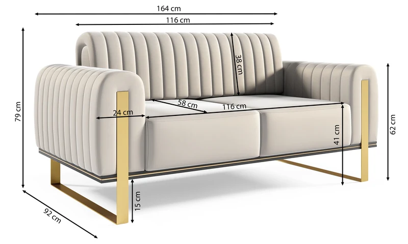 Zweisitziges Sofa Parissa aus rosa Samt
