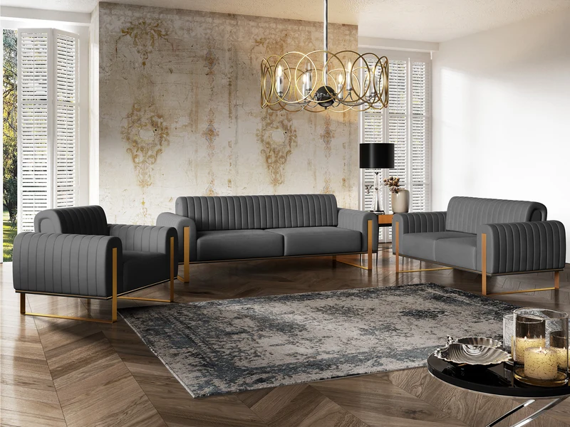 Zweisitziges Sofa Parissa, grauer Samt