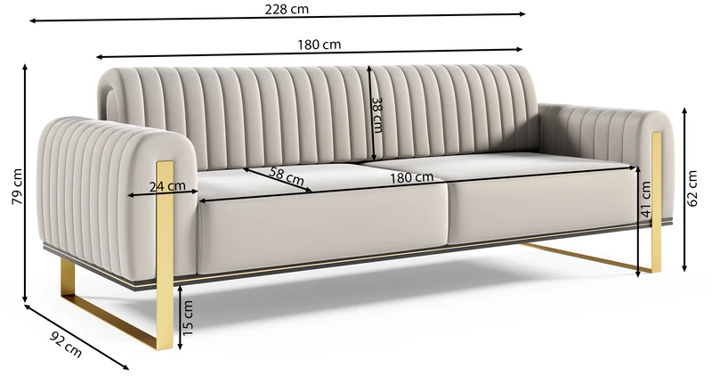 Dreisitziges Sofa Parissa aus rosa Velours