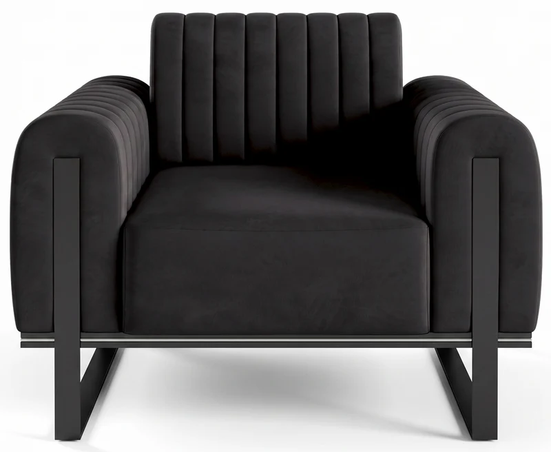 Parissa Schalensitzstuhl schwarz Samt schwarze Beine