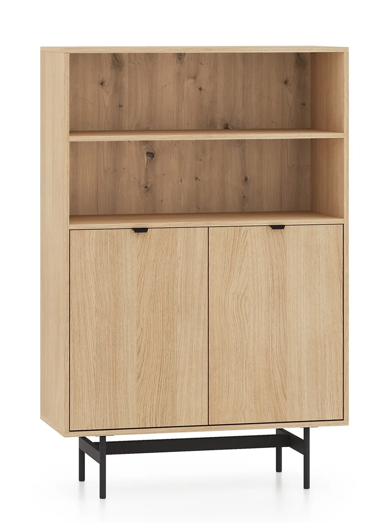 Zweiturige Kommode Reynos mit zwei Fächern, 92 cm, Eiche Mavelie