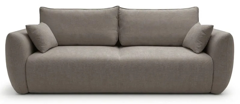 Dreisitziges ausklappbares Sofa Zordo mit Stauraum, hellbrauner Chenillebezug