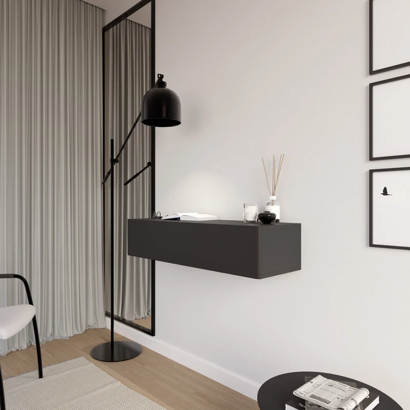 Hängende Olio-Konsole mit Schublade, 90 cm, schwarz