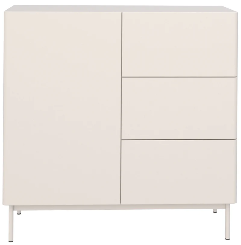 Einflügelige Kommode Olio mit drei Schubladen, 100 cm, Kaschmir