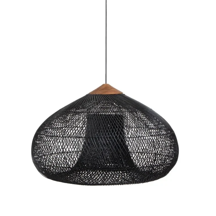 Hängelampe Rattan, schwarz