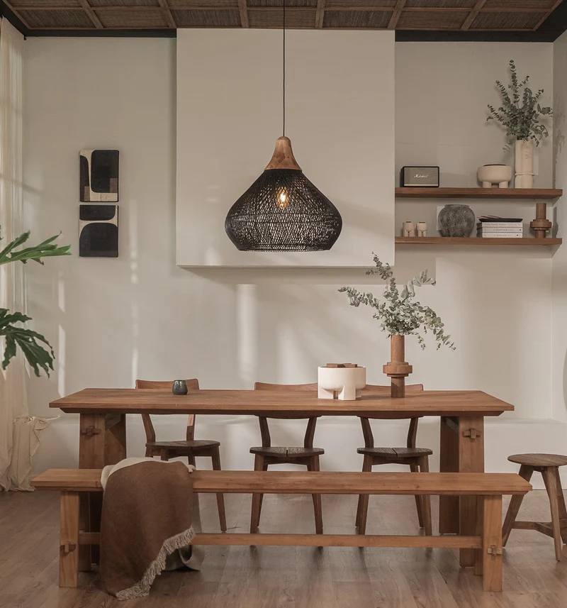 Hängelampe Rattan, schwarz