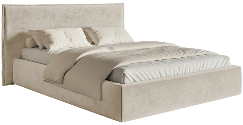 Polsterbett 160x200 cm Softie hellgrauer Velours, wasserabweisend