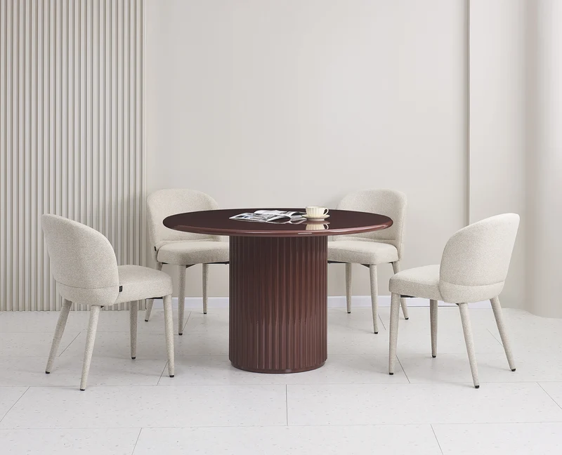 Runder Esstisch Prinise 120 cm, bordeaux, Hochglanz