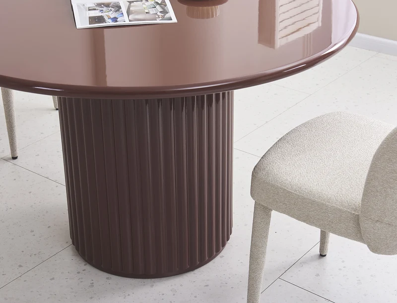 Runder Esstisch Prinise 120 cm, bordeaux, Hochglanz